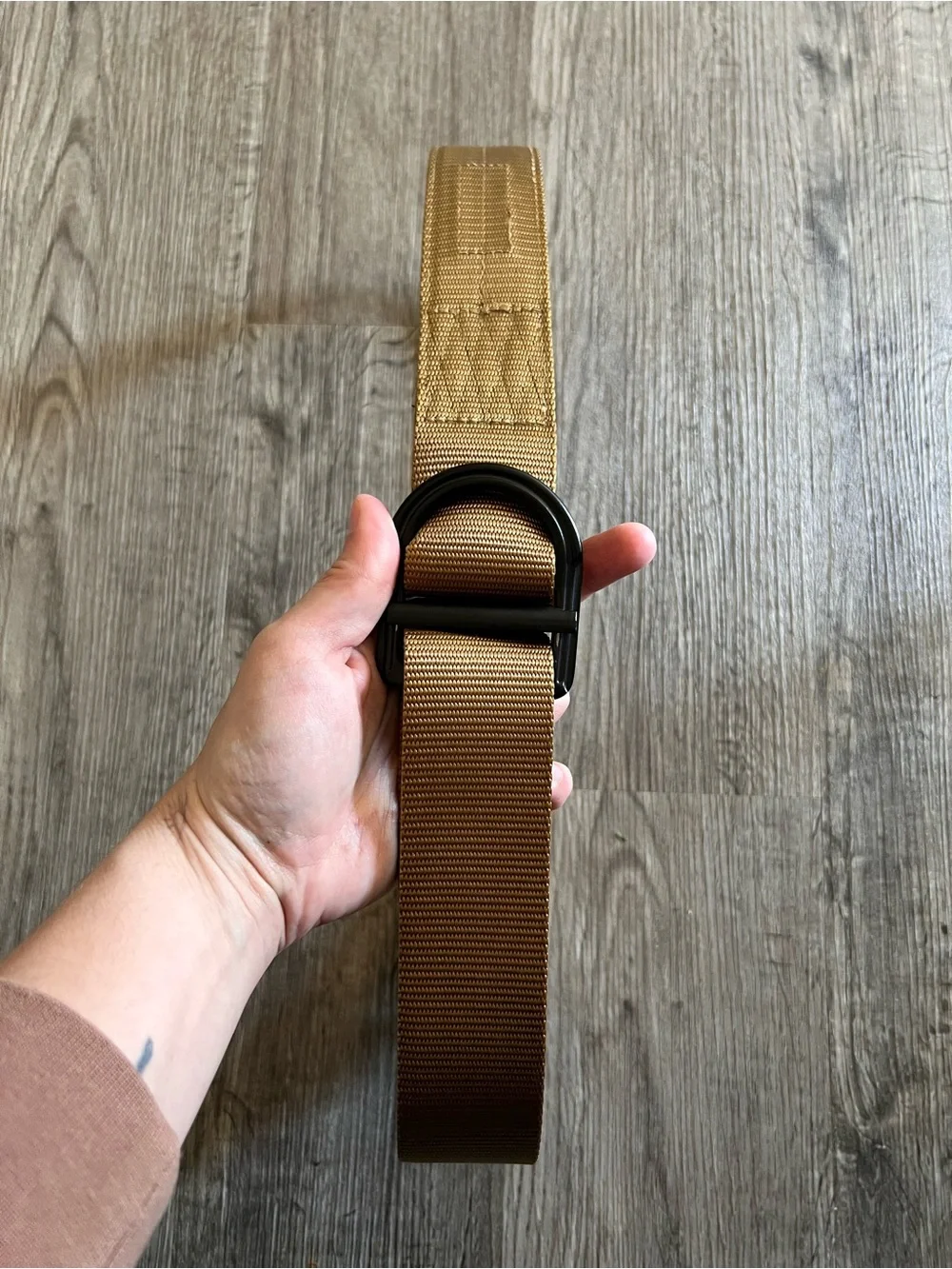 5.11 Tactical Coyote Brown Webbing Belt with Black Logo Patch
